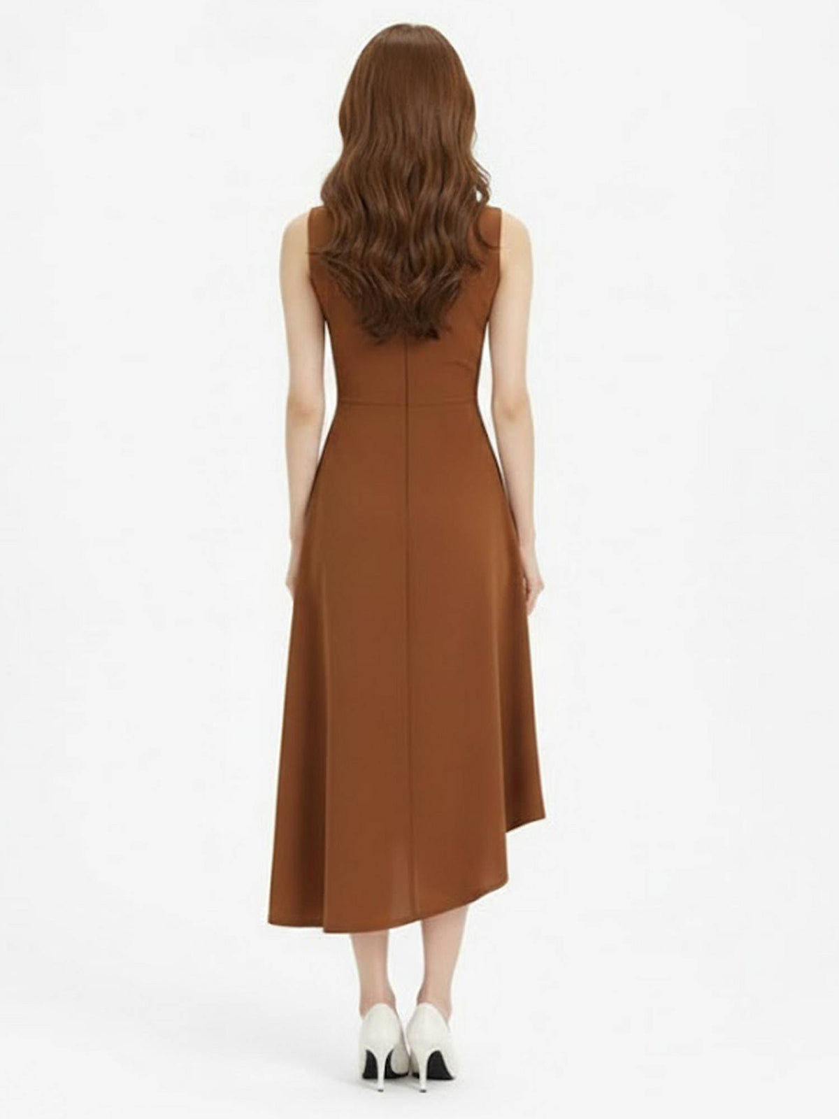 Black Embroidered Asymmetric Dress | D56 - view 6
