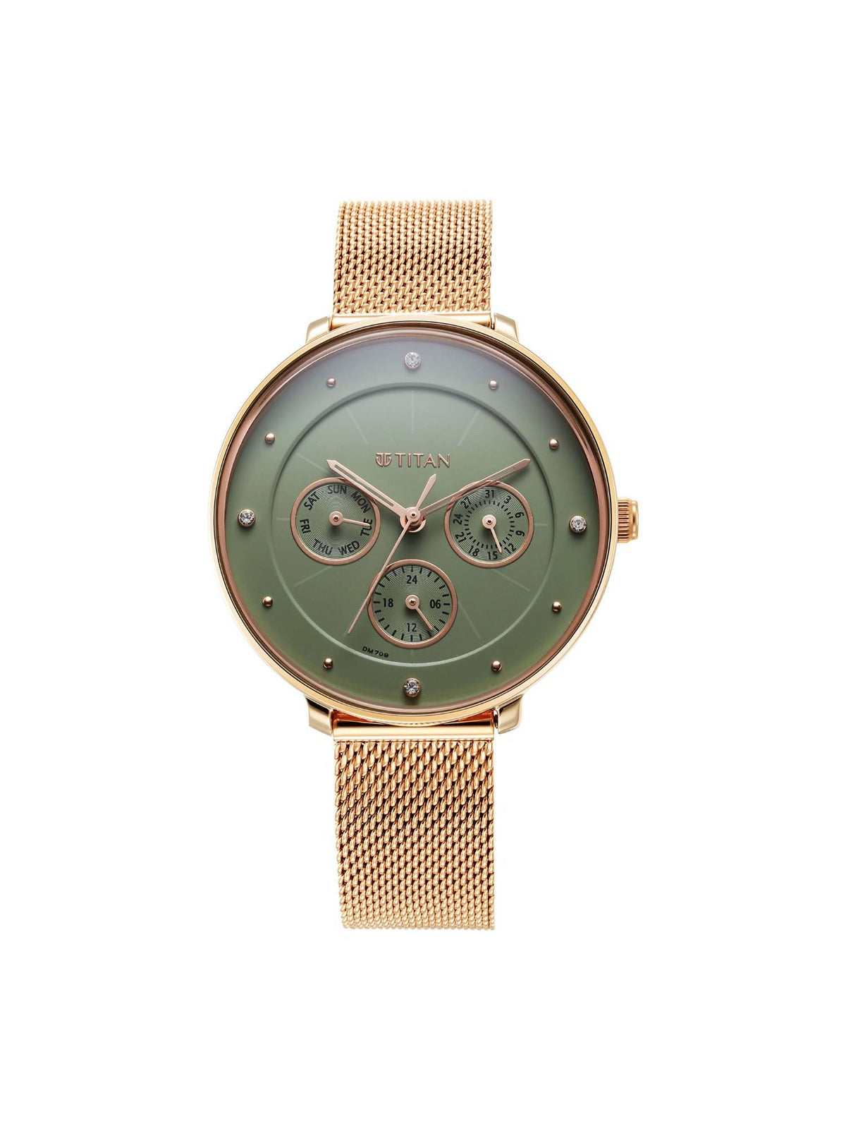 2651Wm05 Green Dial Multifunction Analog Watch For Women | W92 - view 2