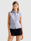 Nova Ruched Stripe Collared Shirt | S67 - view 1