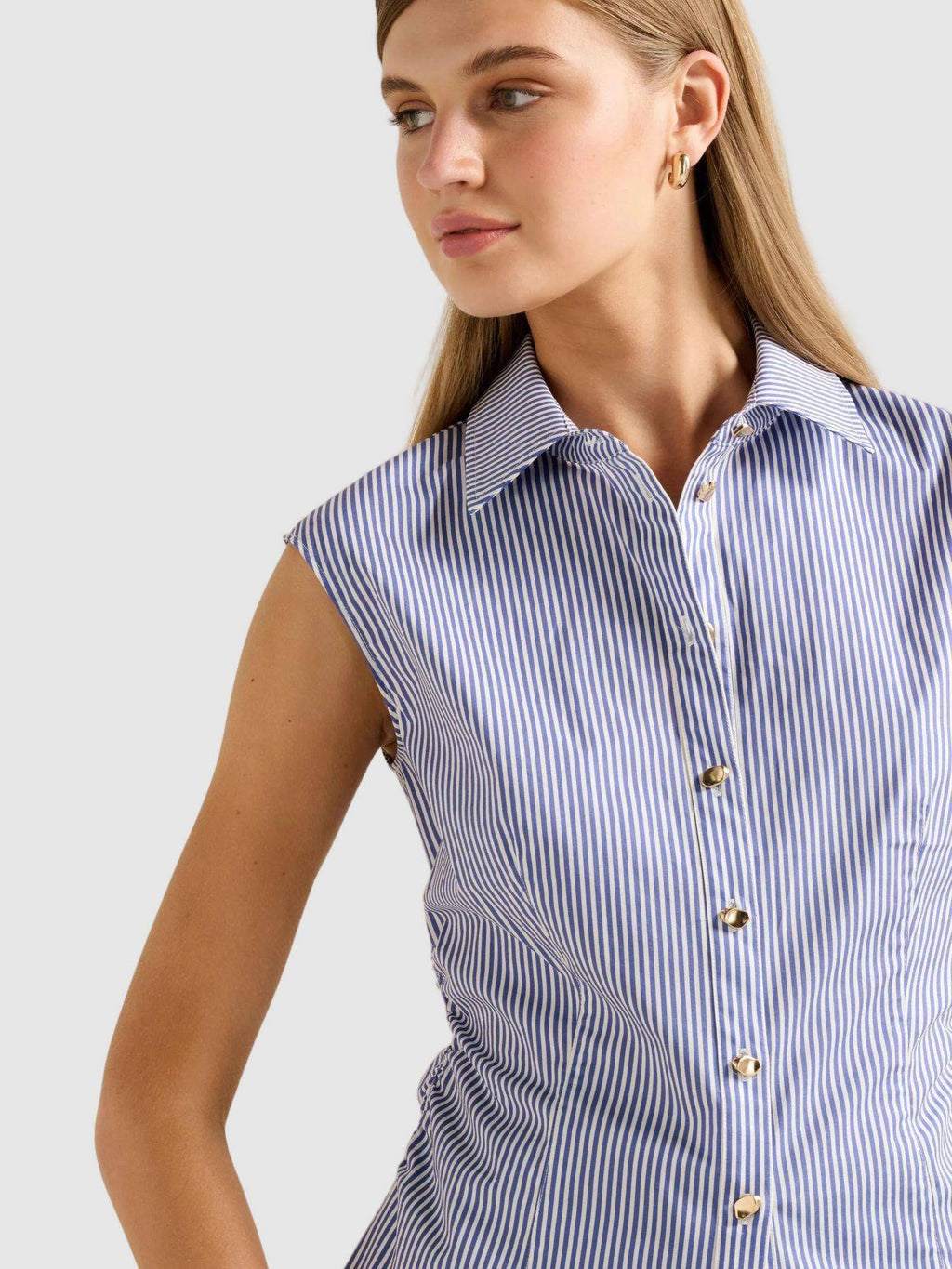 Nova Ruched Stripe Collared Shirt | S67 - view 4