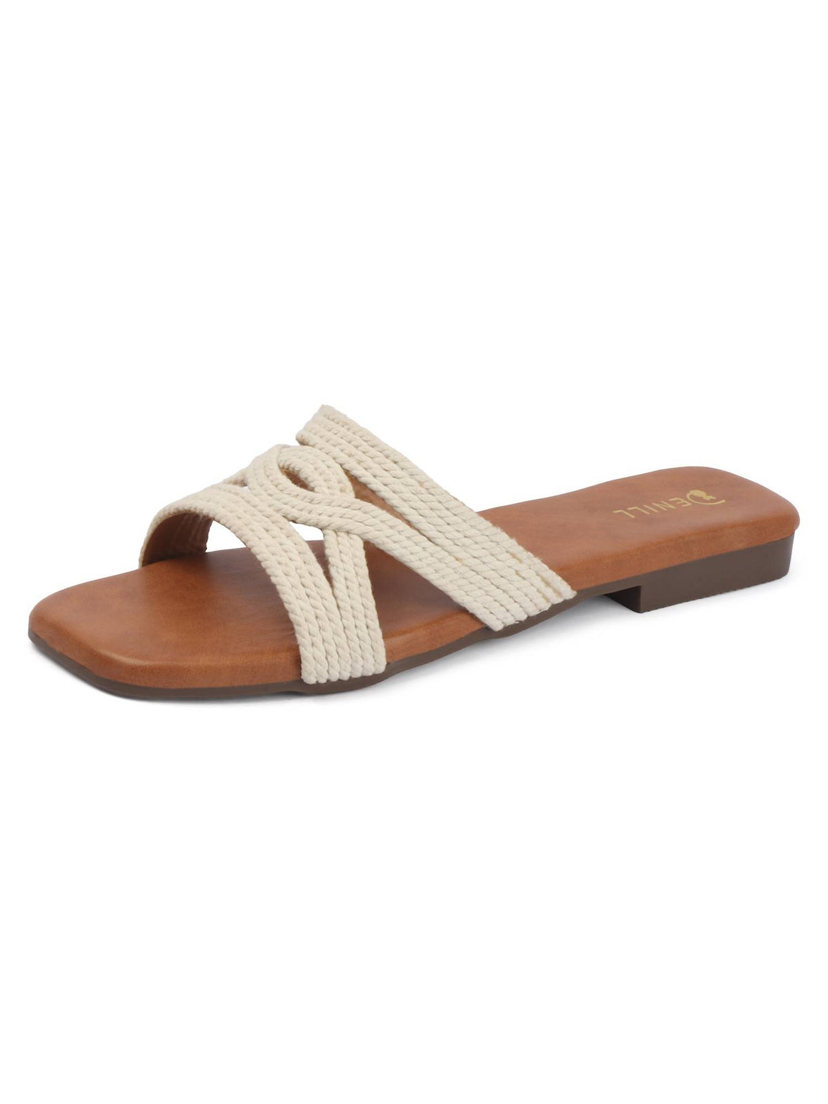 Women White Woven Strap Slip-On Flats | F61 - view 4