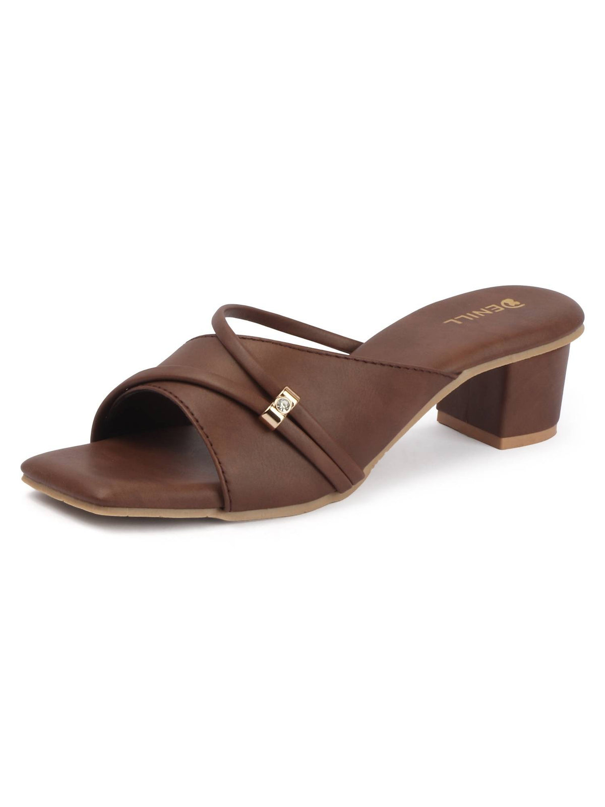 Women Brown Slip-On Square Toe Heels | H78 - view 4