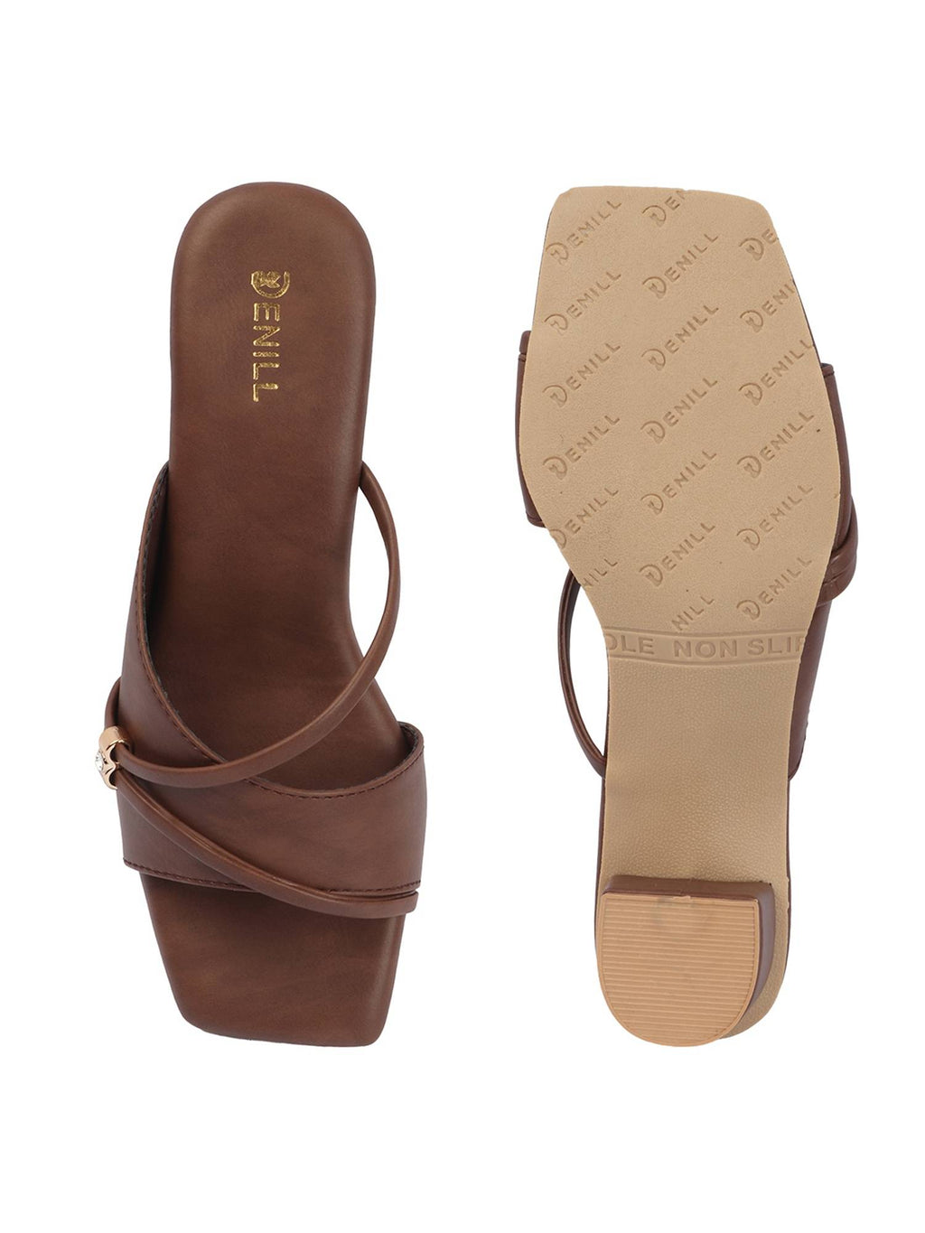 Women Brown Slip-On Square Toe Heels | H78 - view 6
