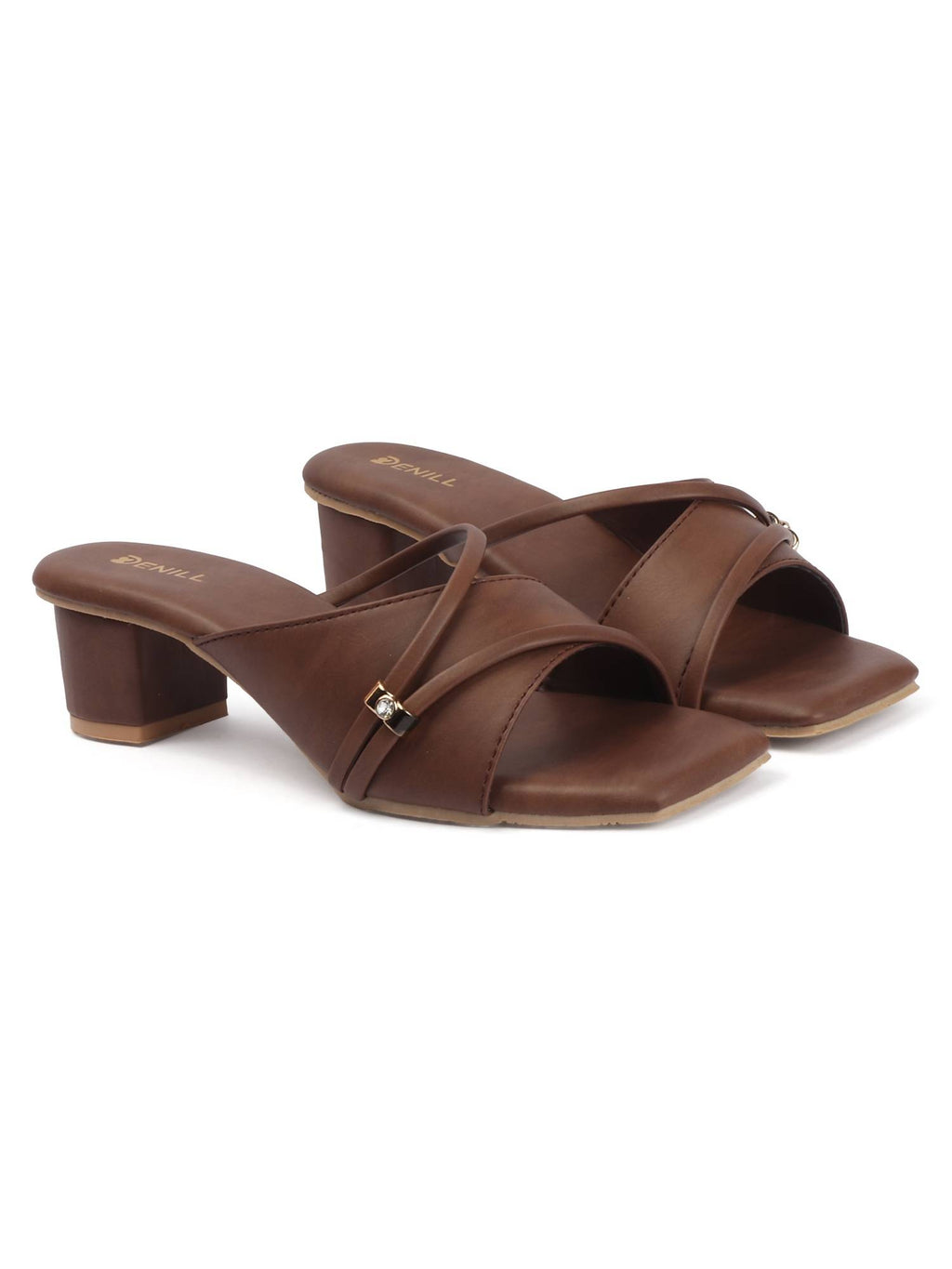 Women Brown Slip-On Square Toe Heels | H78 - view 7