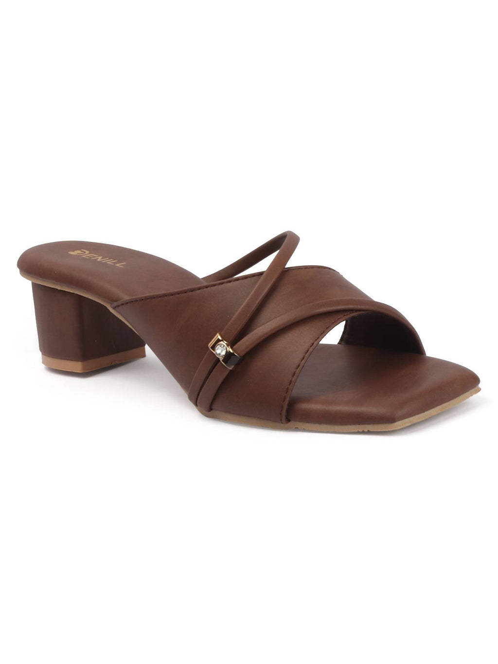 Women Brown Slip-On Square Toe Heels | H78 - view 8