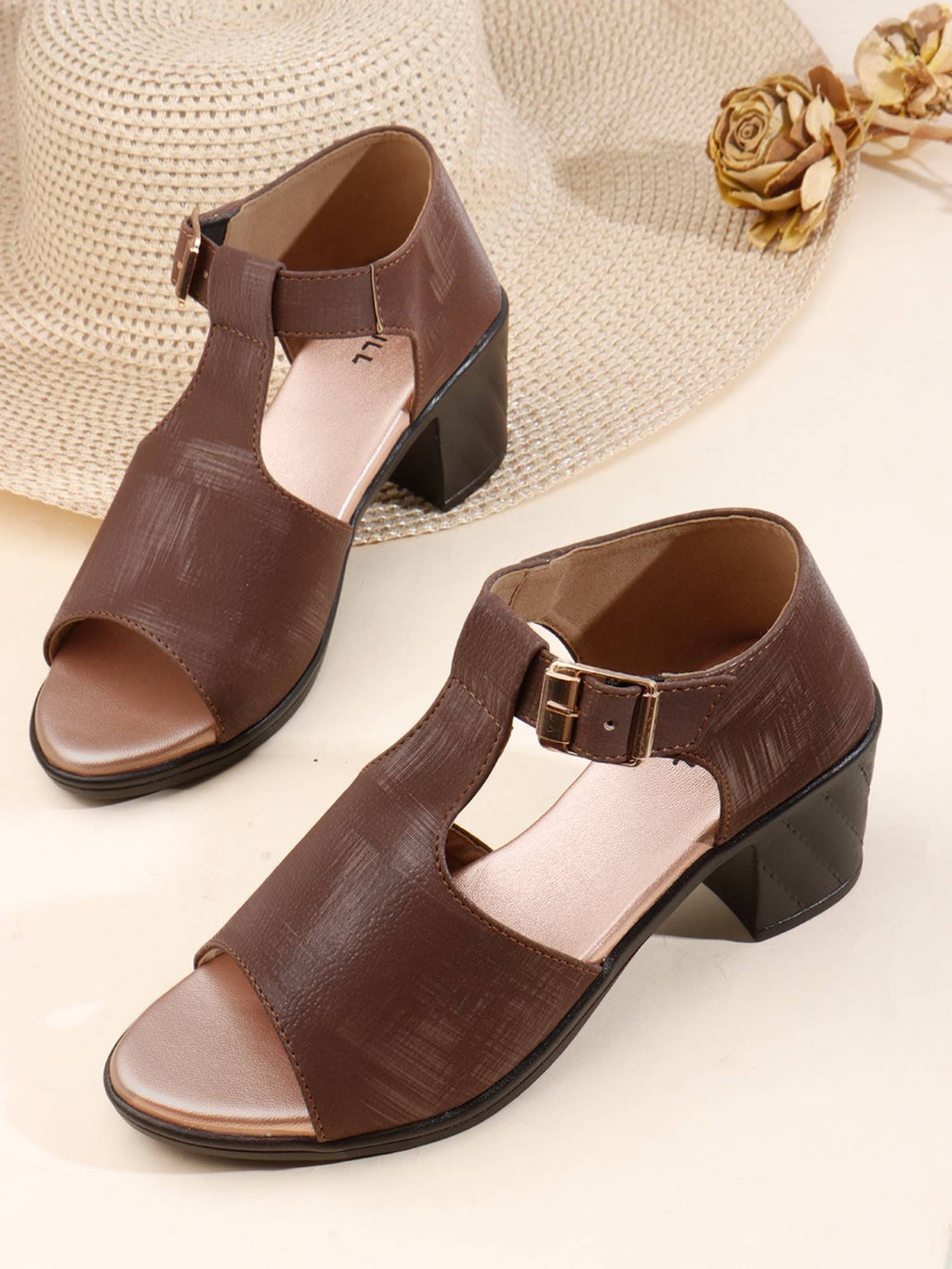 Brown Heels with Ankle Strap for Women | H78 - view 2