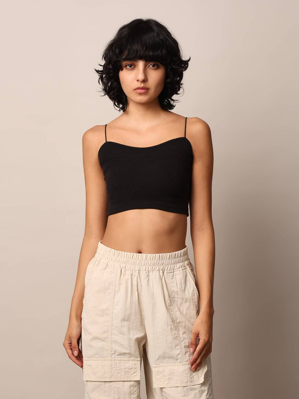 Women Solid Polyamide Black Bralette Top | CT61 - view 3