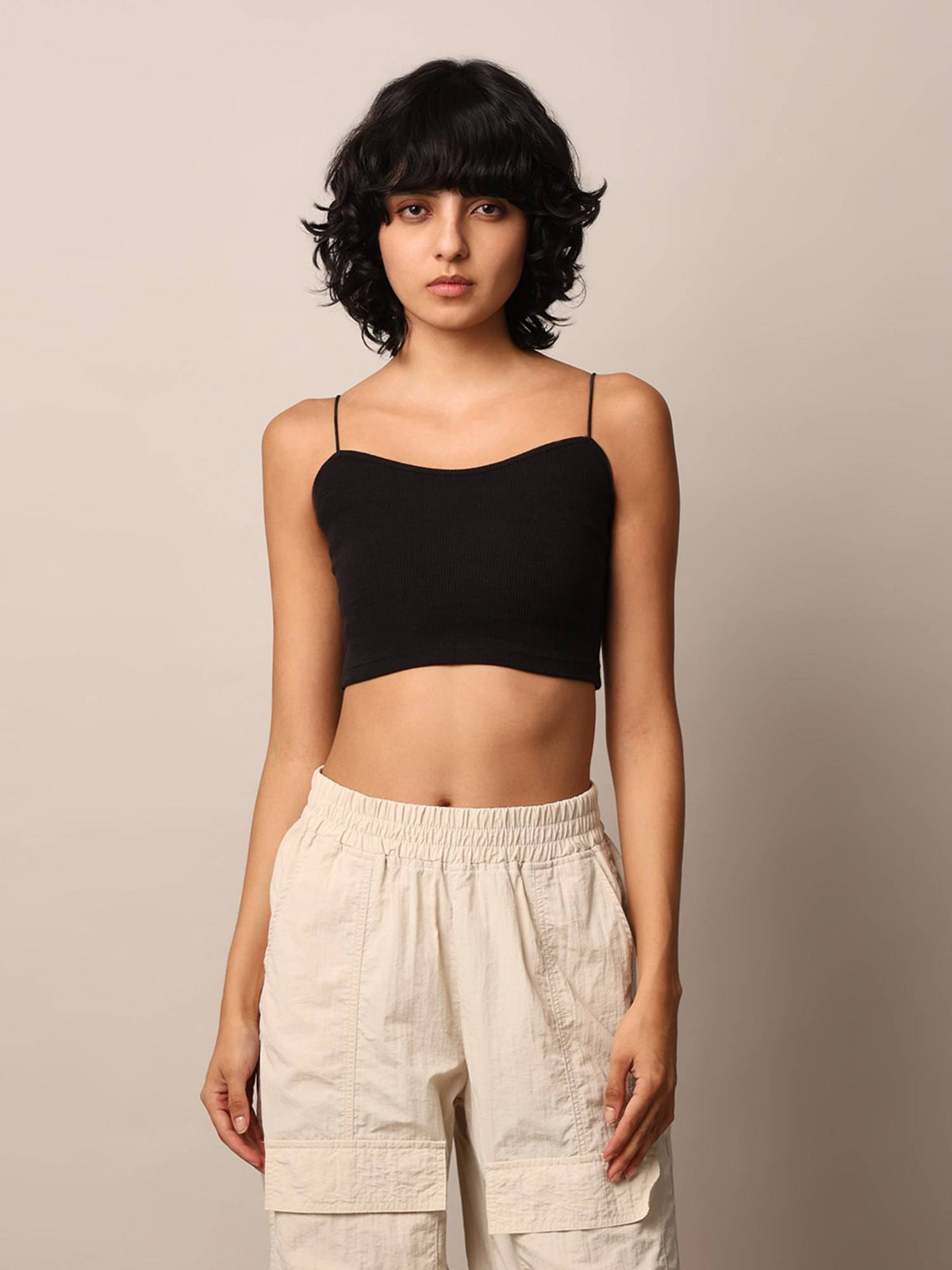 Women Solid Polyamide Black Bralette Top | CT61 - view 3