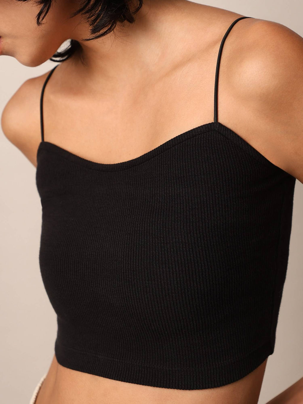 Women Solid Polyamide Black Bralette Top | CT61 - view 4