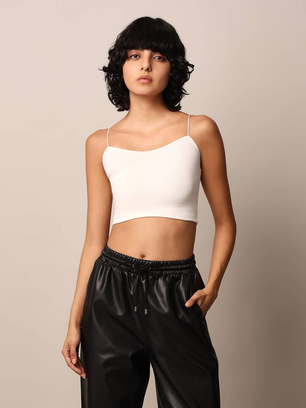 Women Solid Polyamide White Bralette Top | CT61 - view 1