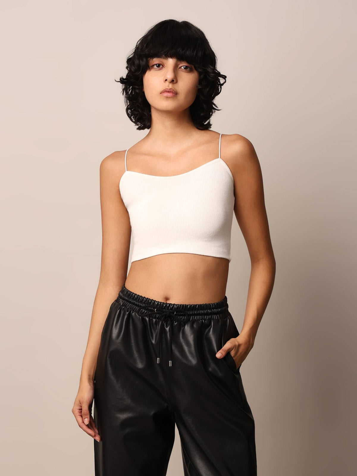 Women Solid Polyamide White Bralette Top | CT61 - view 1