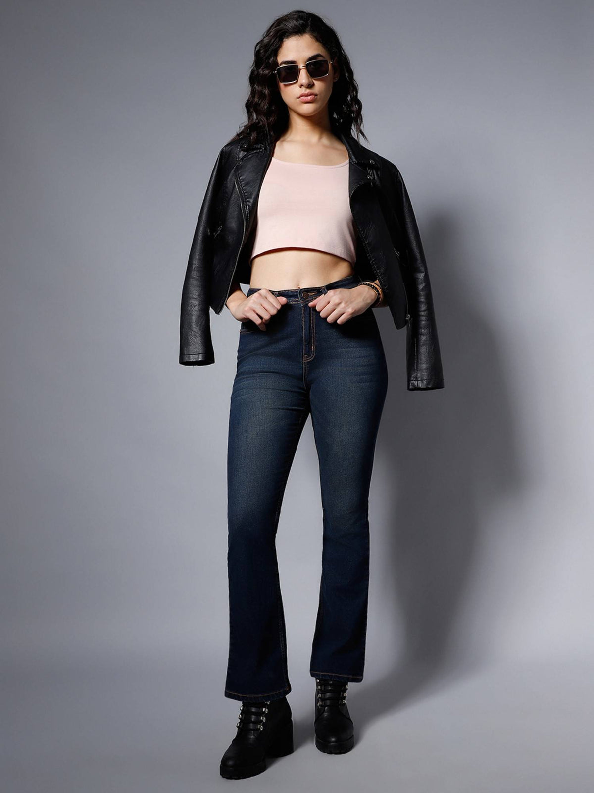 Women Blue Bootcut High-Rise Light Fade Stretchable Jeans | BT10 - view 1