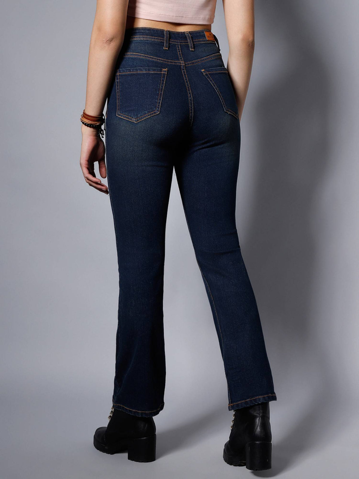 Women Blue Bootcut High-Rise Light Fade Stretchable Jeans | BT10 - view 4