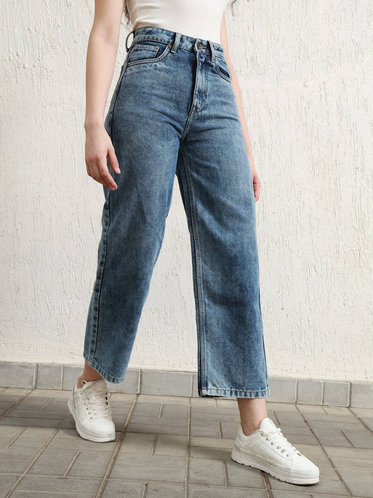 Women Baggy Fit High-Rise Heavy Fade Jeans | BG78 - view 1