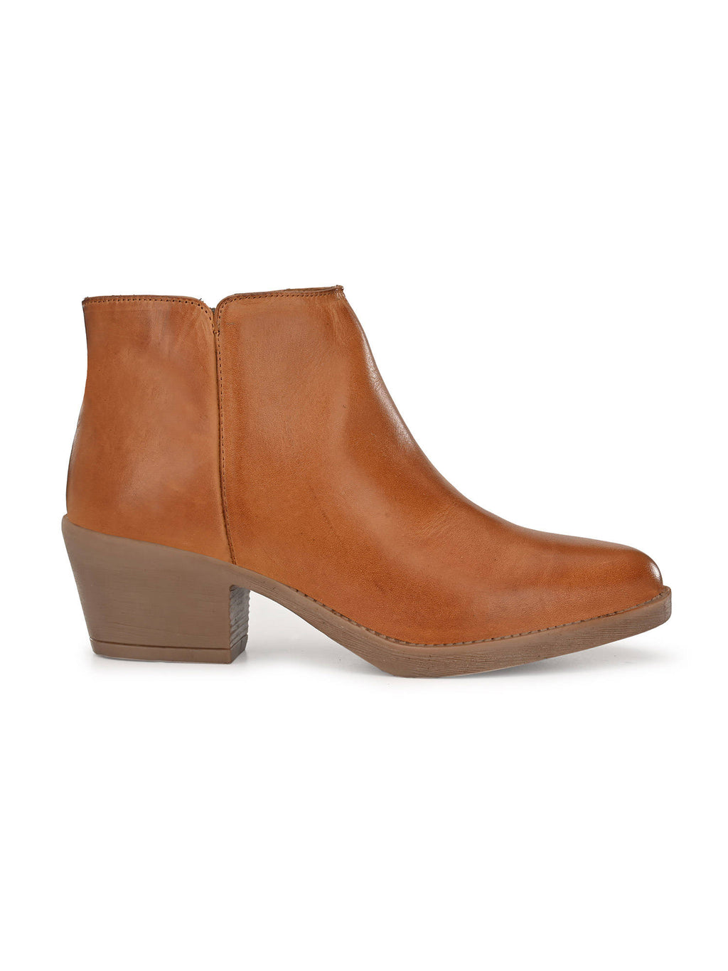 Solid Tan Leather Ankle Boot | BT61 - view 2