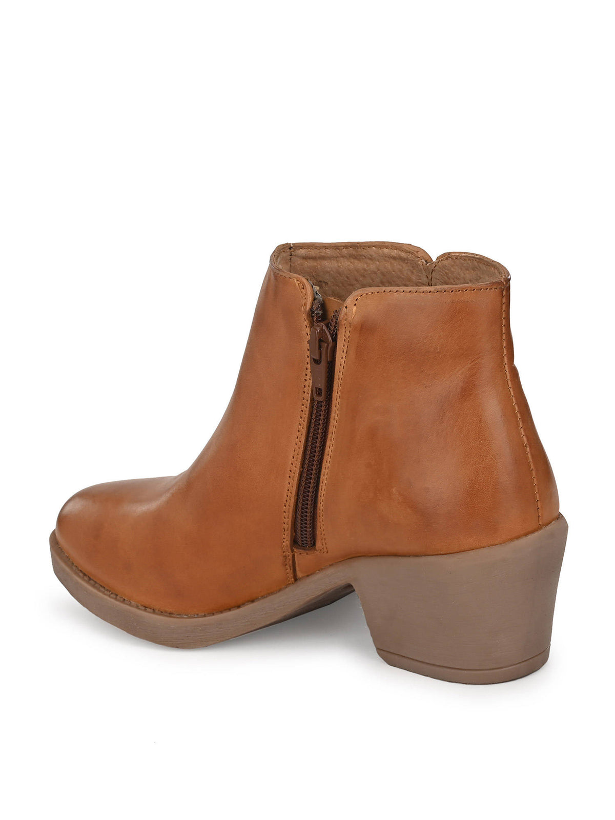 Solid Tan Leather Ankle Boot | BT61 - view 3