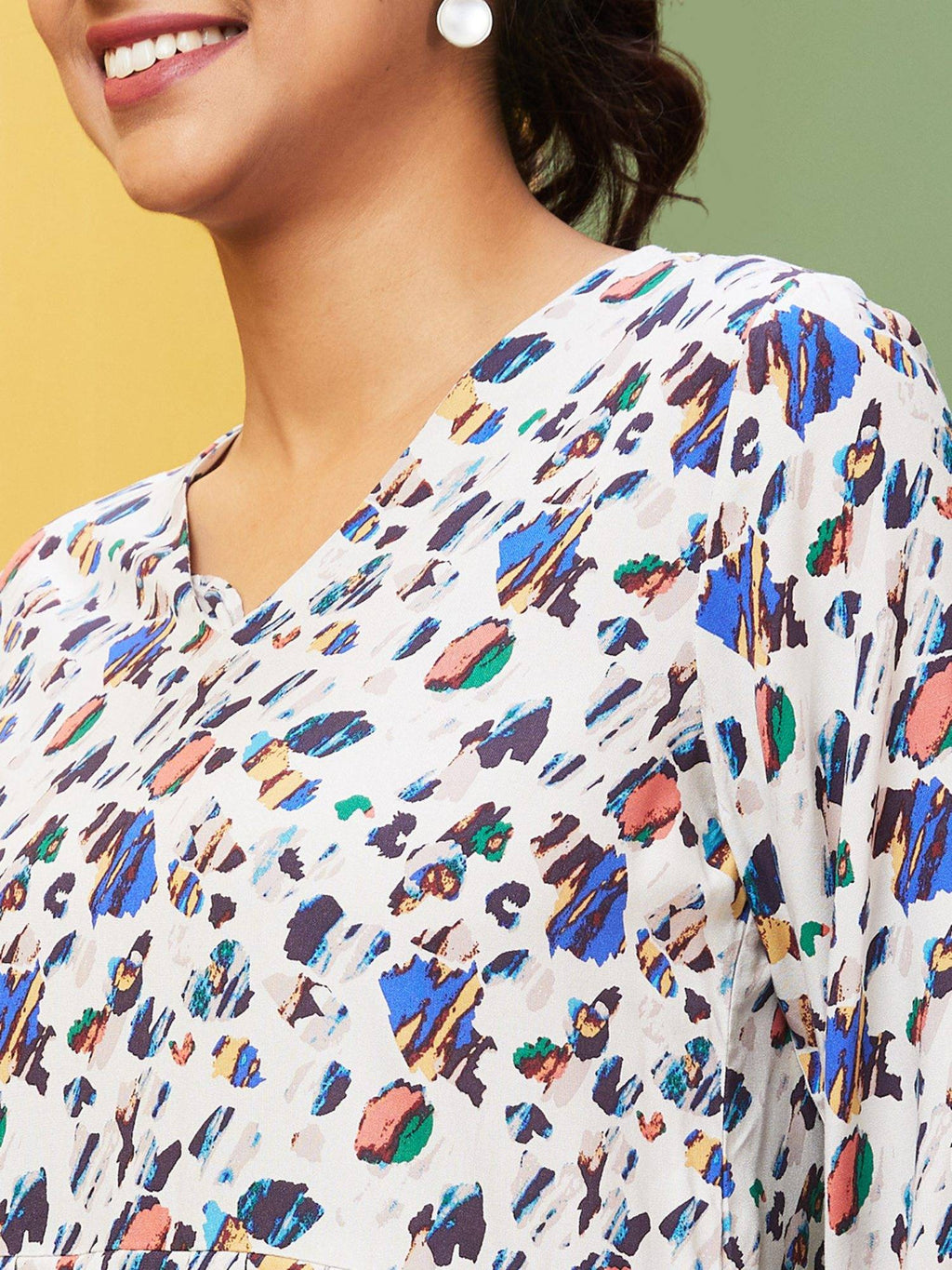 Women Multi Printed Casual V-Neck Peplum Top | pt51 - view 4