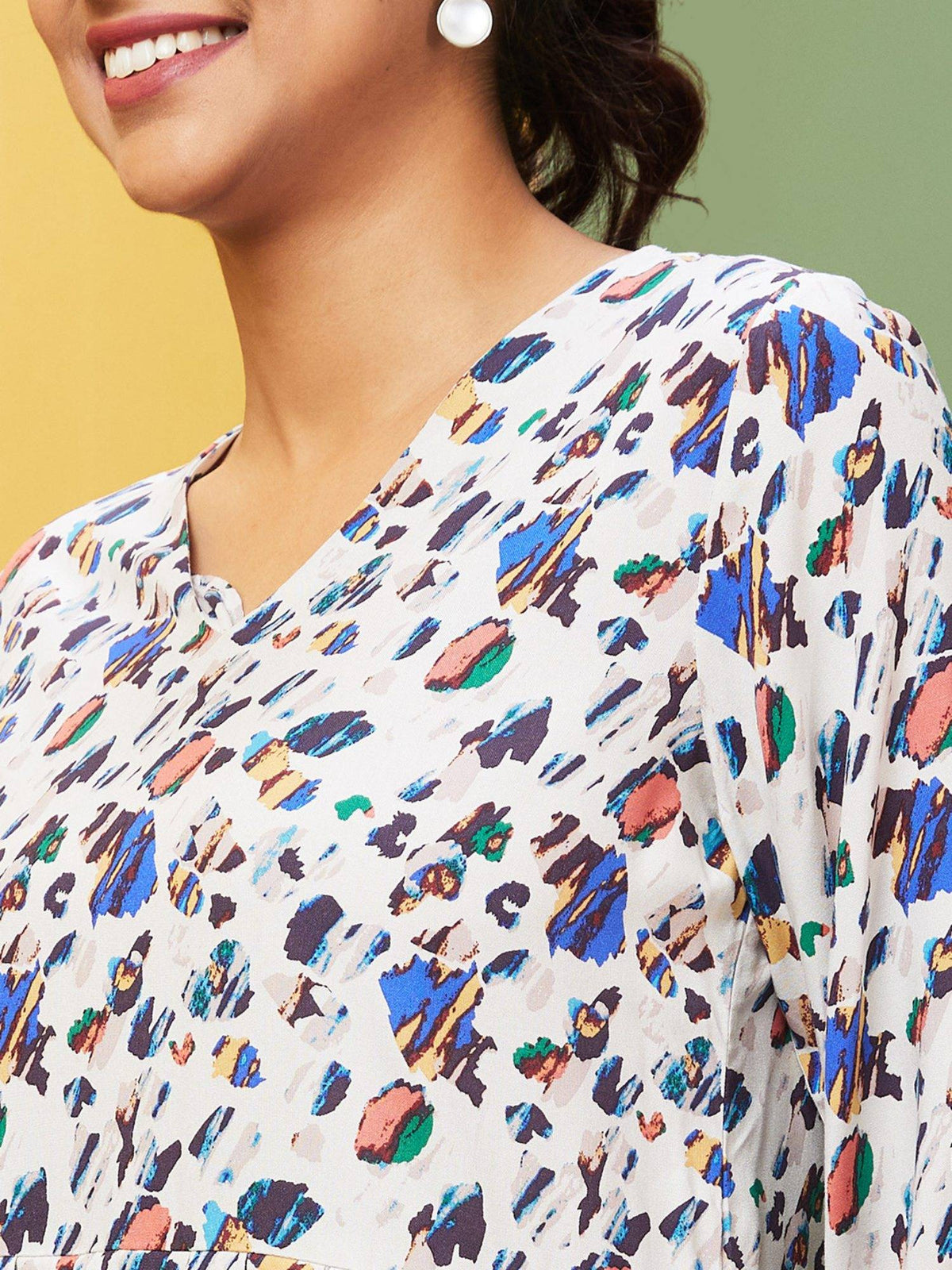 Women Multi Printed Casual V-Neck Peplum Top | pt51 - view 4