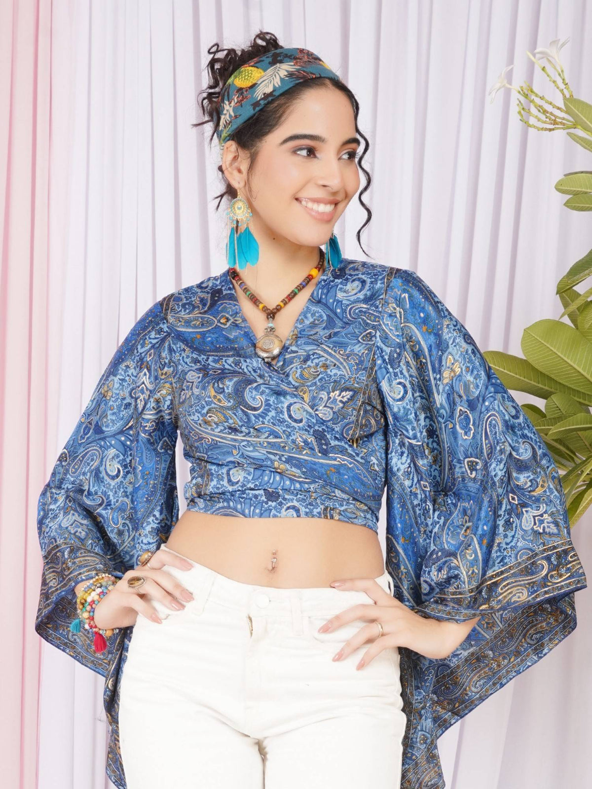 Tahlia Sapphire Bloom Wrap Crop Top | CT61 - view 1