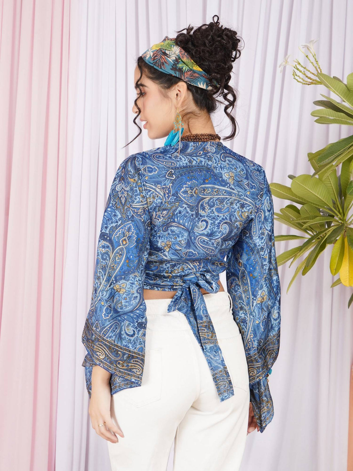 Tahlia Sapphire Bloom Wrap Crop Top | CT61 - view 2