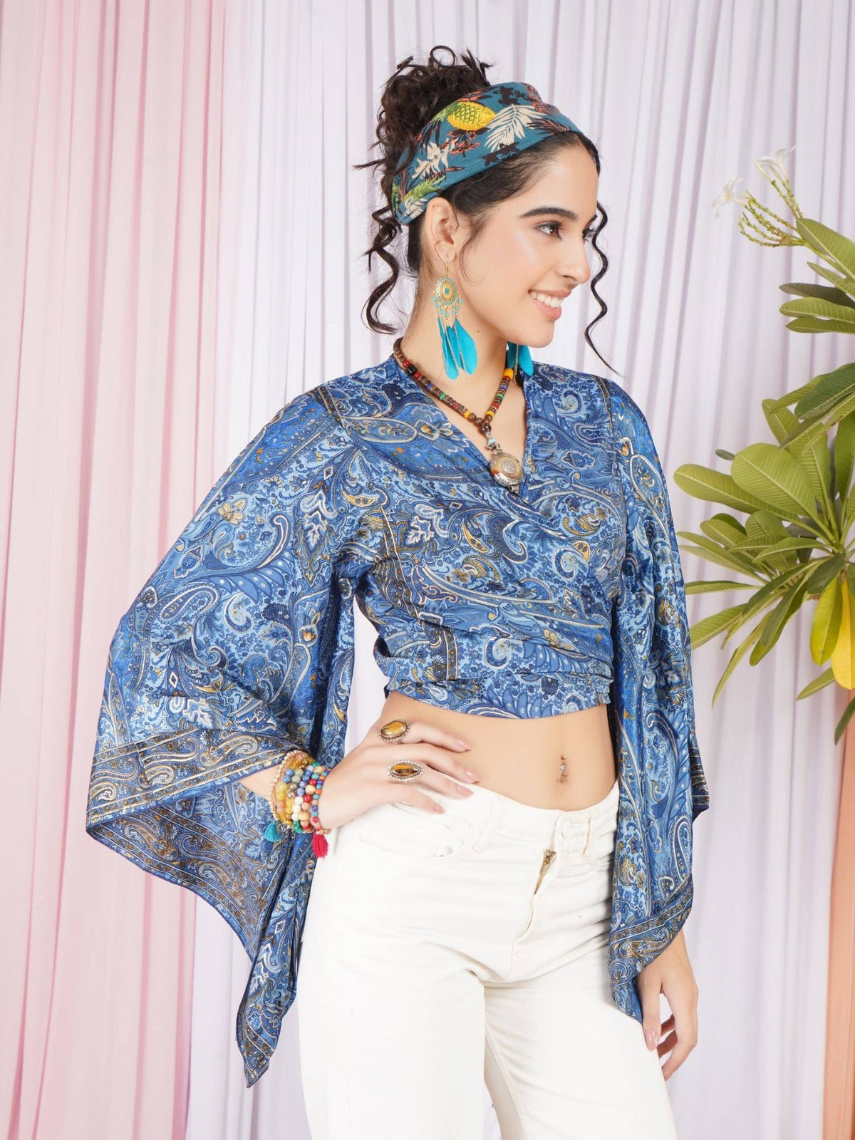 Tahlia Sapphire Bloom Wrap Crop Top | CT61 - view 3
