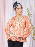 Maribel Sunset Petal Peplum Top | pt51 - view 1