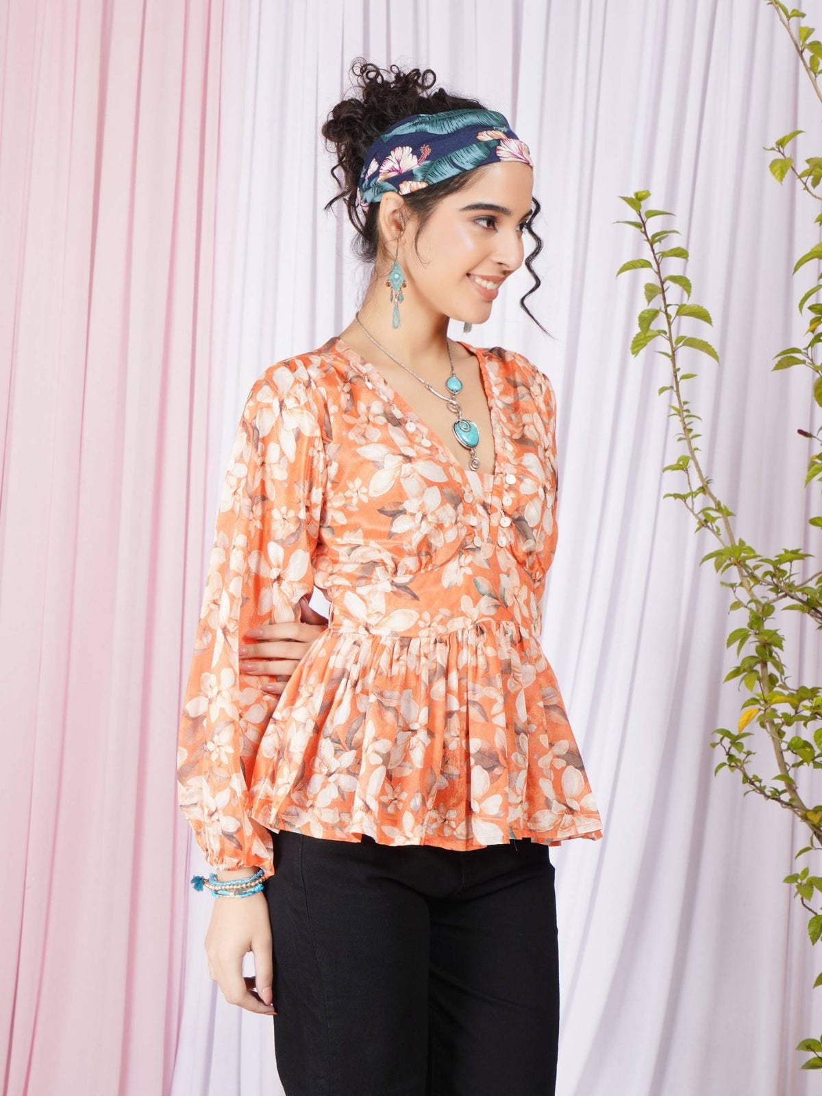Maribel Sunset Petal Peplum Top | pt51 - view 3