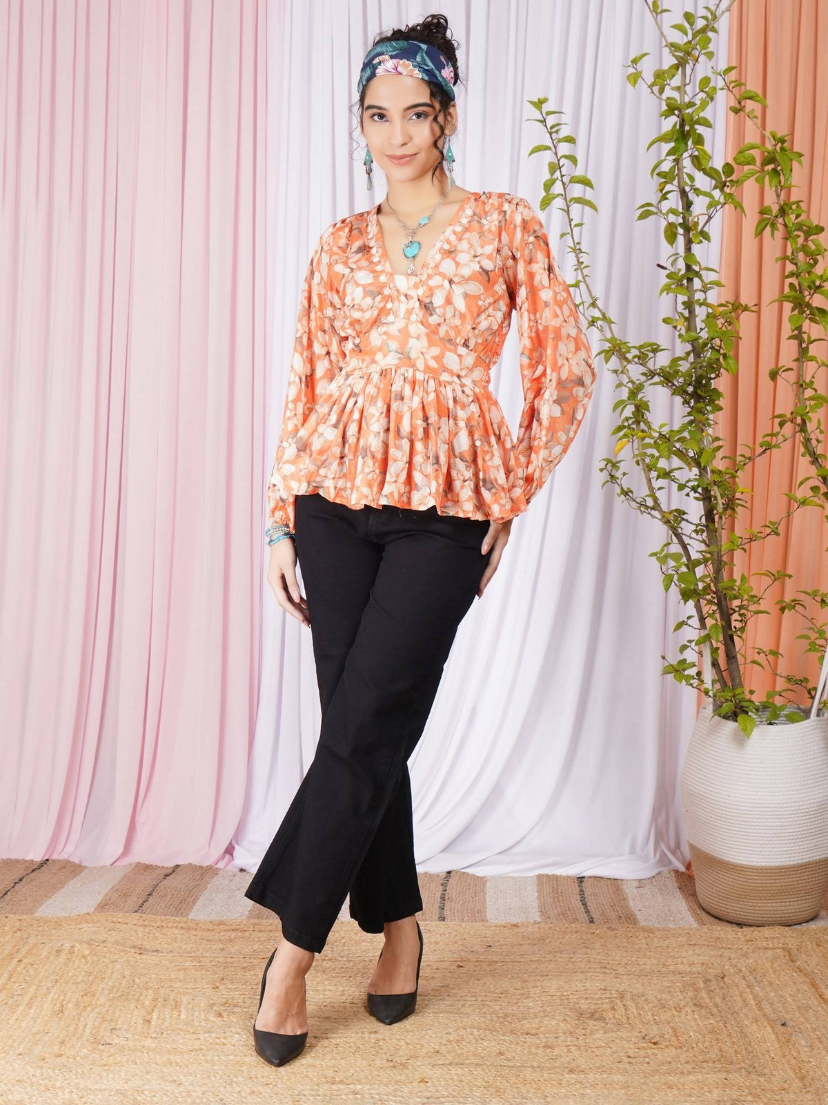Maribel Sunset Petal Peplum Top | pt51 - view 4