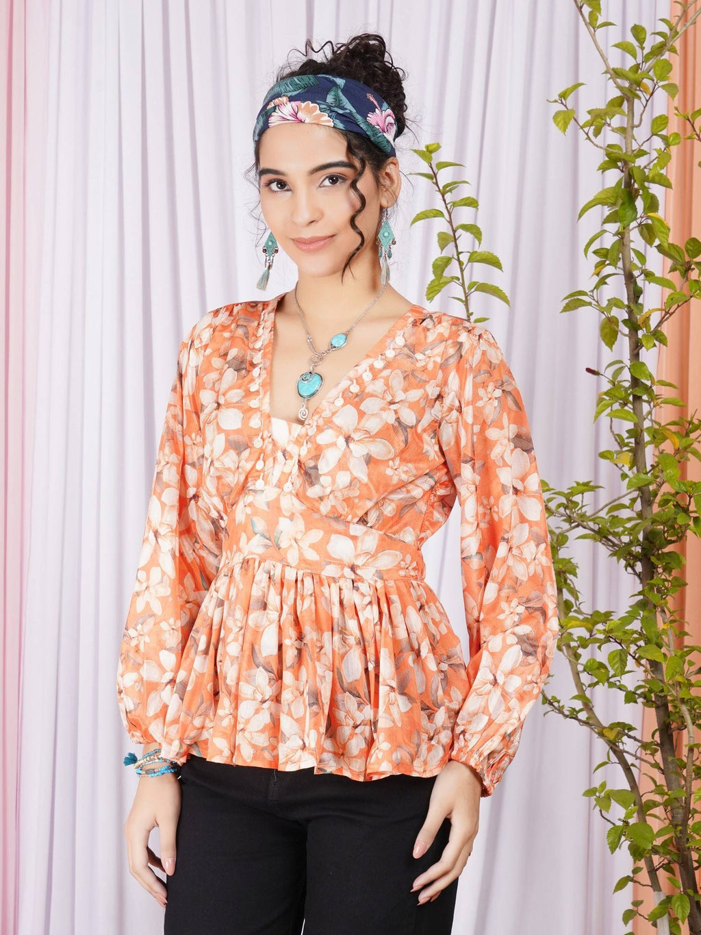 Maribel Sunset Petal Peplum Top | pt51 - view 5