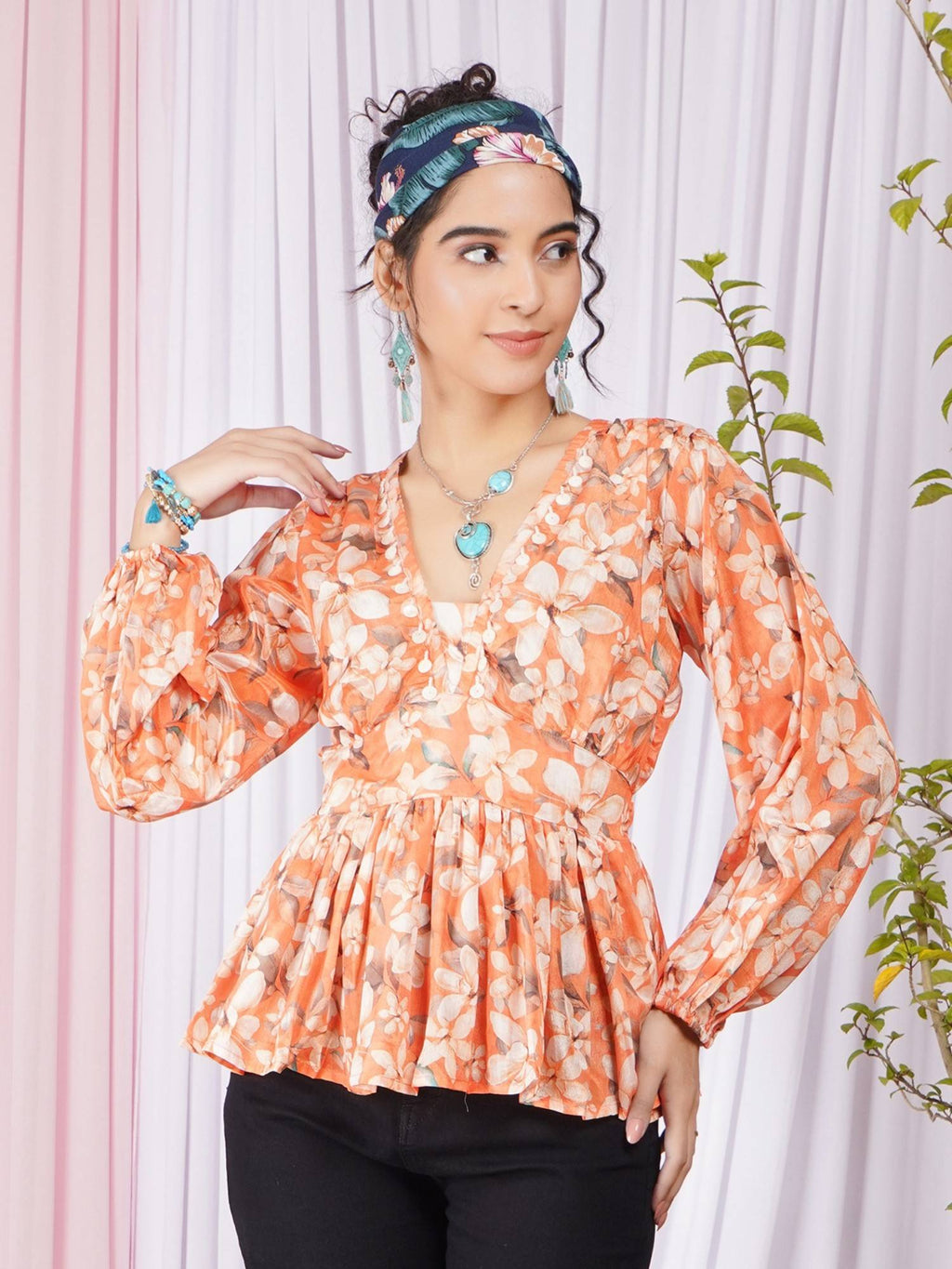 Maribel Sunset Petal Peplum Top | pt51 - view 7