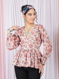 Vienna Petal Glow Peplum Top | pt51 - view 1