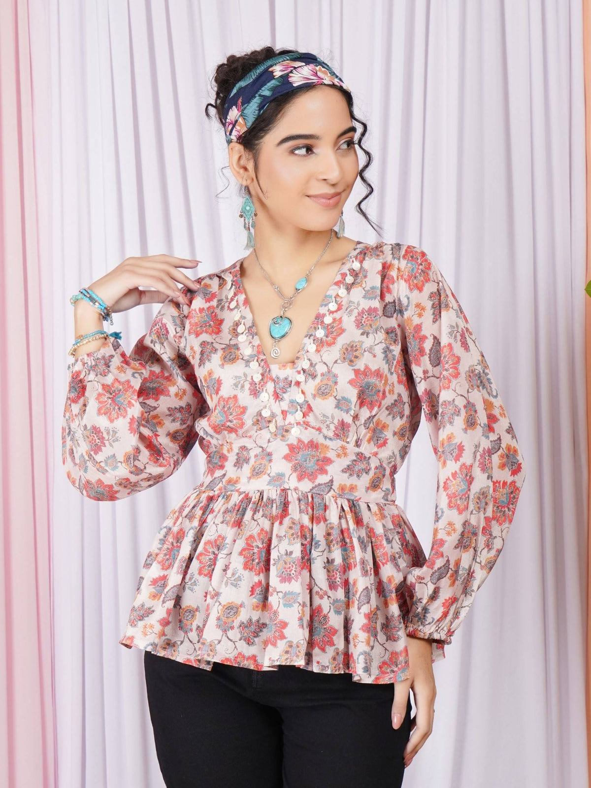 Vienna Petal Glow Peplum Top | pt51 - view 1