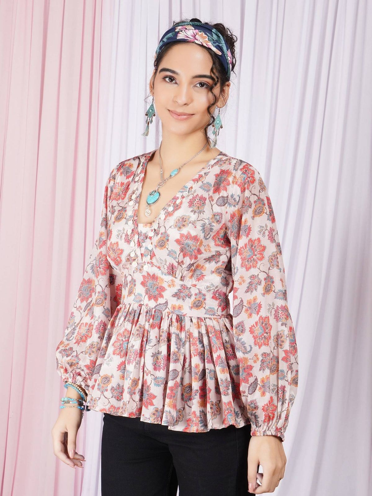 Vienna Petal Glow Peplum Top | pt51 - view 4