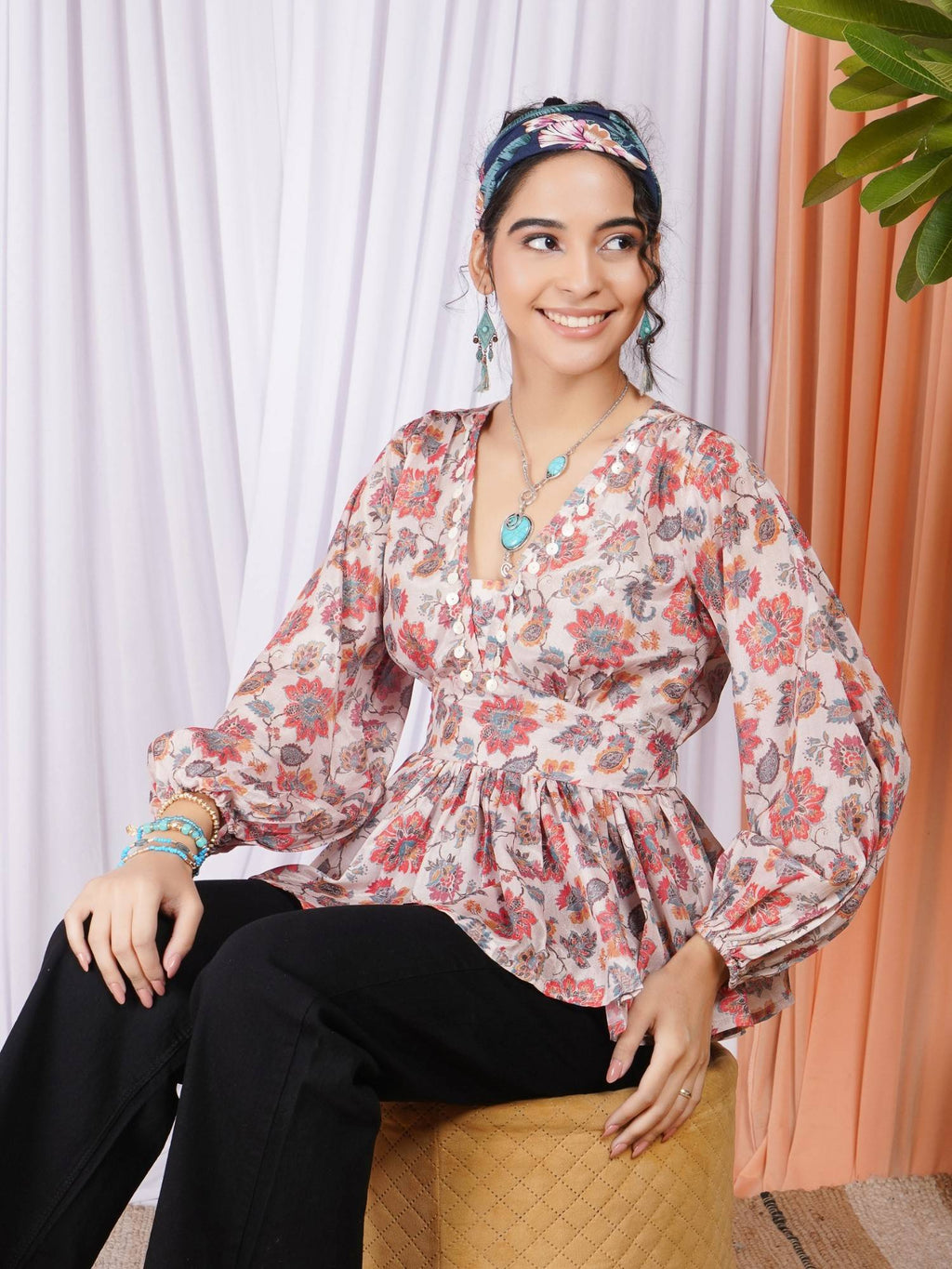 Vienna Petal Glow Peplum Top | pt51 - view 6