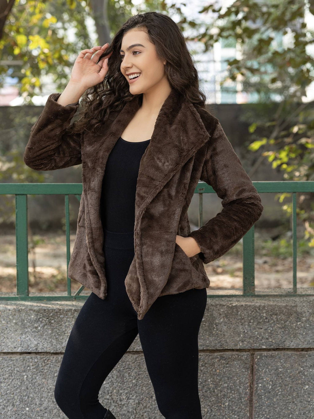 Brown Short Fur With Collar Jacket | JC78 - view 5