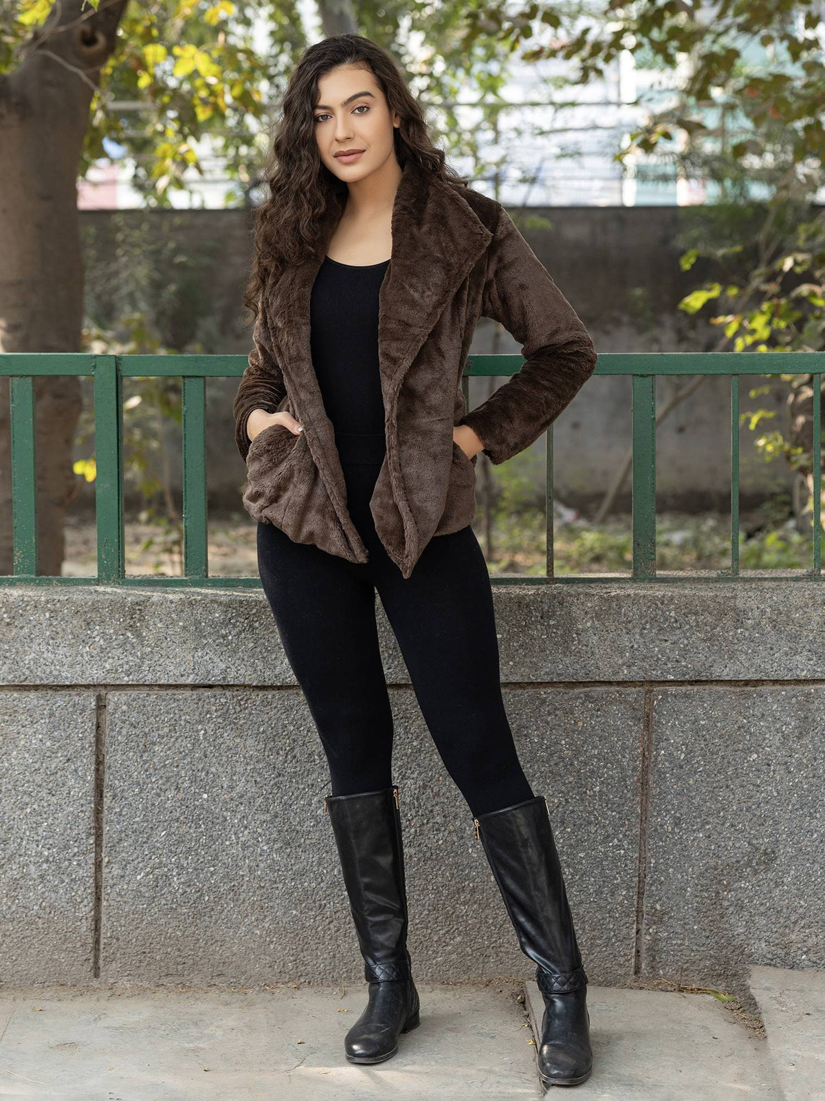 Brown Short Fur With Collar Jacket | JC78 - view 6