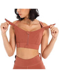 Rust Women High Impact Front Zip Full Coverage Cross Back Sports Bra. | sb09 - view 1