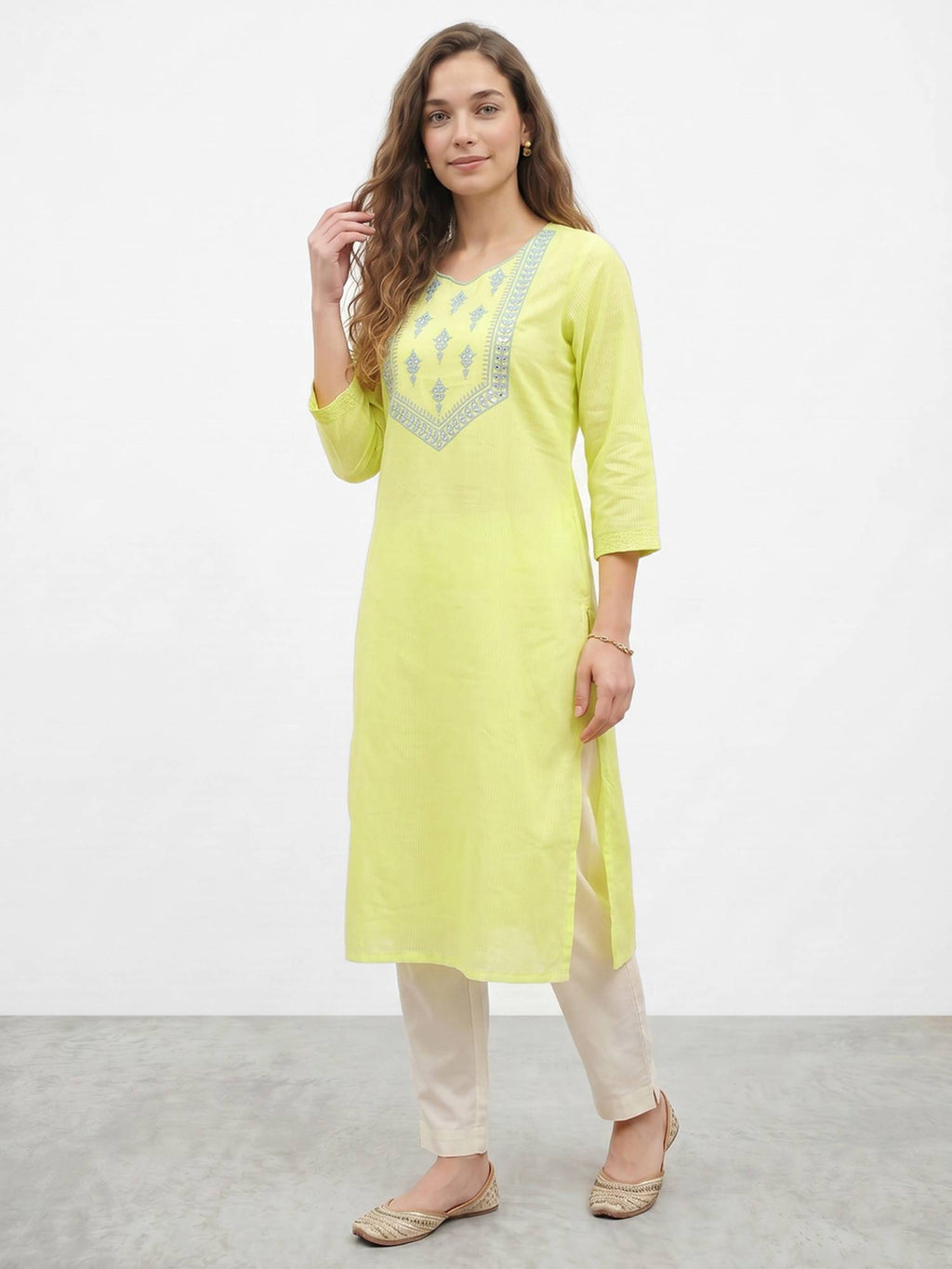 Peach Embroidered Straight Kurta | KDG - view 6