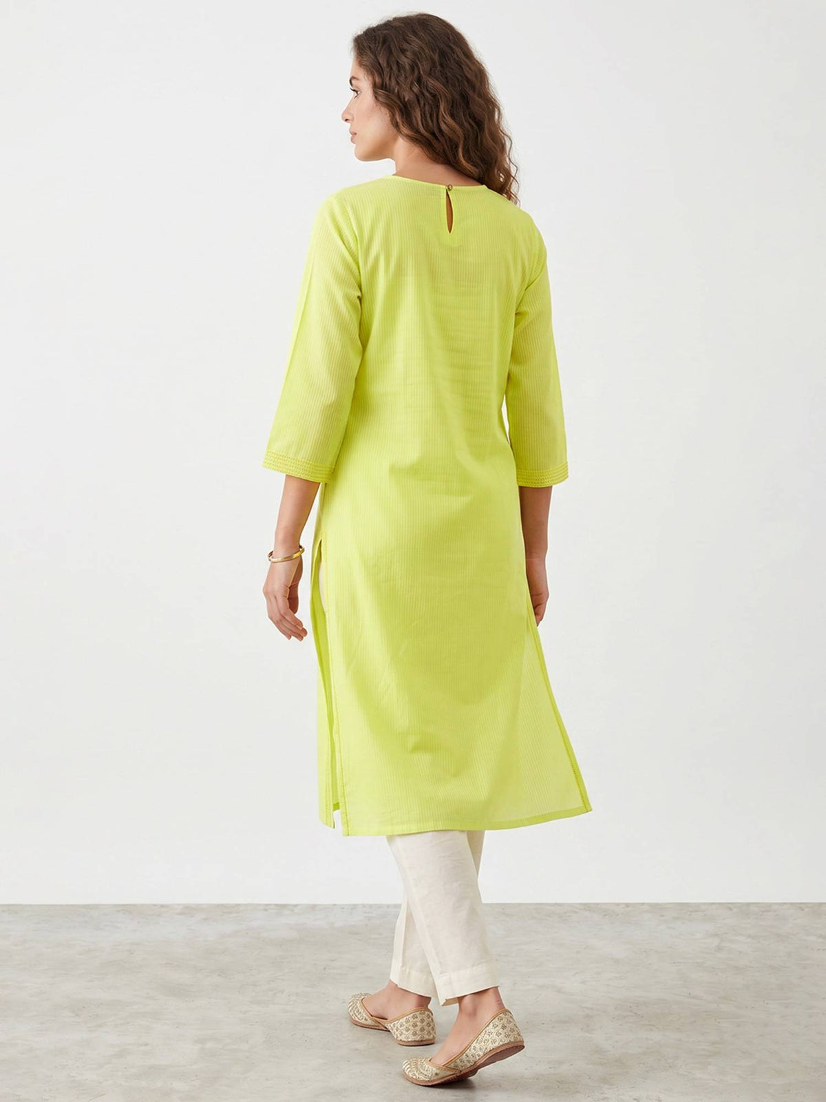 Peach Embroidered Straight Kurta | KDG - view 7