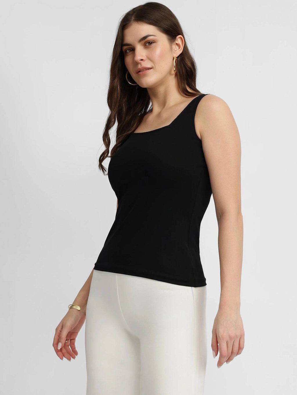 Stretchable Cotton Tank Top - Black | TT98 - view 3