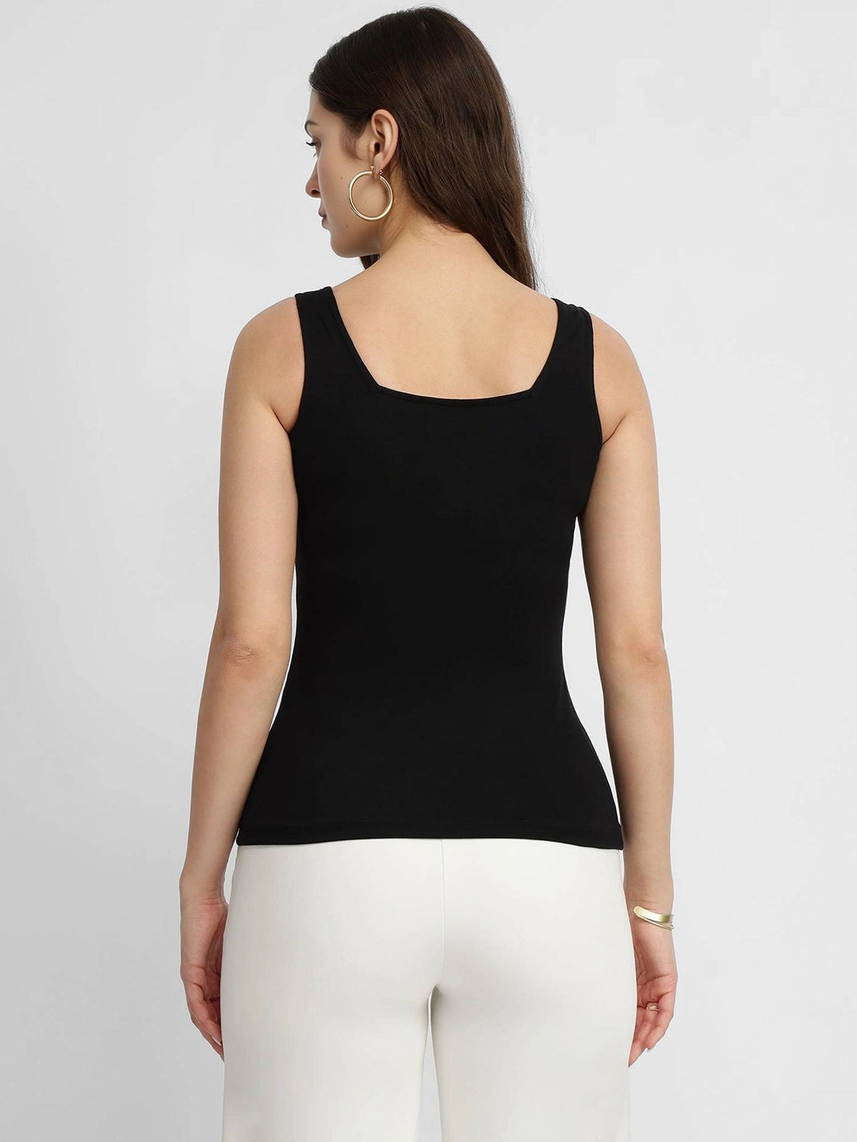 Stretchable Cotton Tank Top - Black | TT98 - view 5