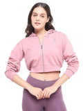 Women Pink Cropped Zip Up Jacket | JK12 - view 1