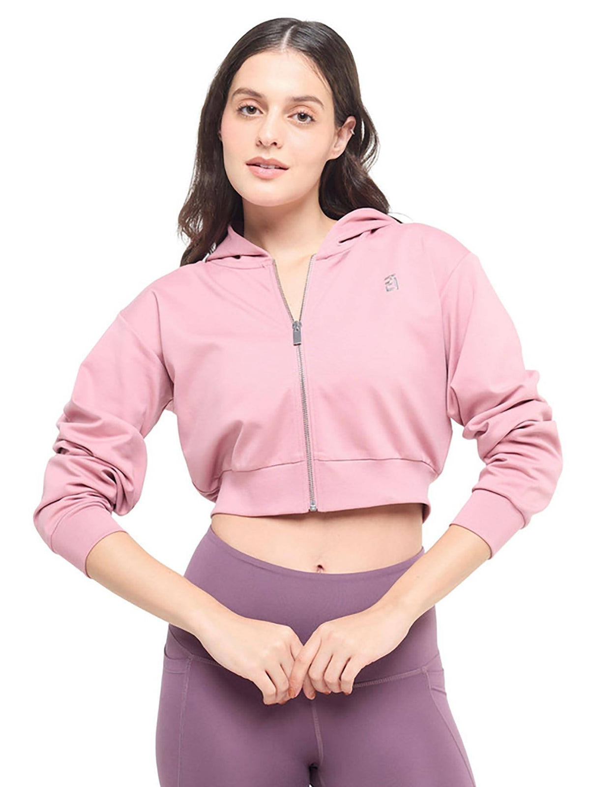 Women Pink Cropped Zip Up Jacket | JK12 - view 1