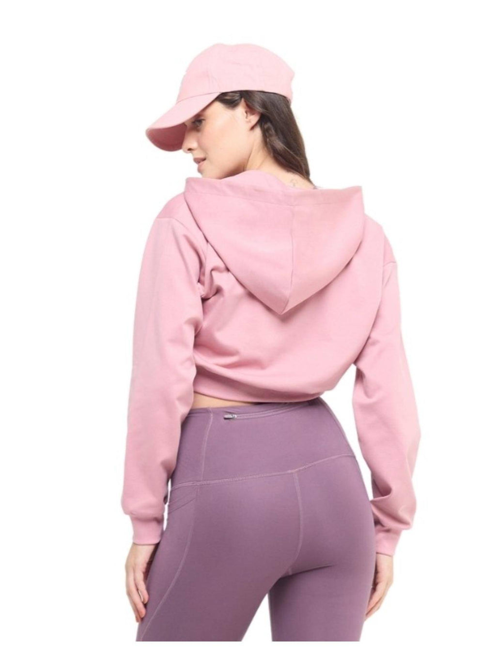 Women Pink Cropped Zip Up Jacket | JK12 - view 3