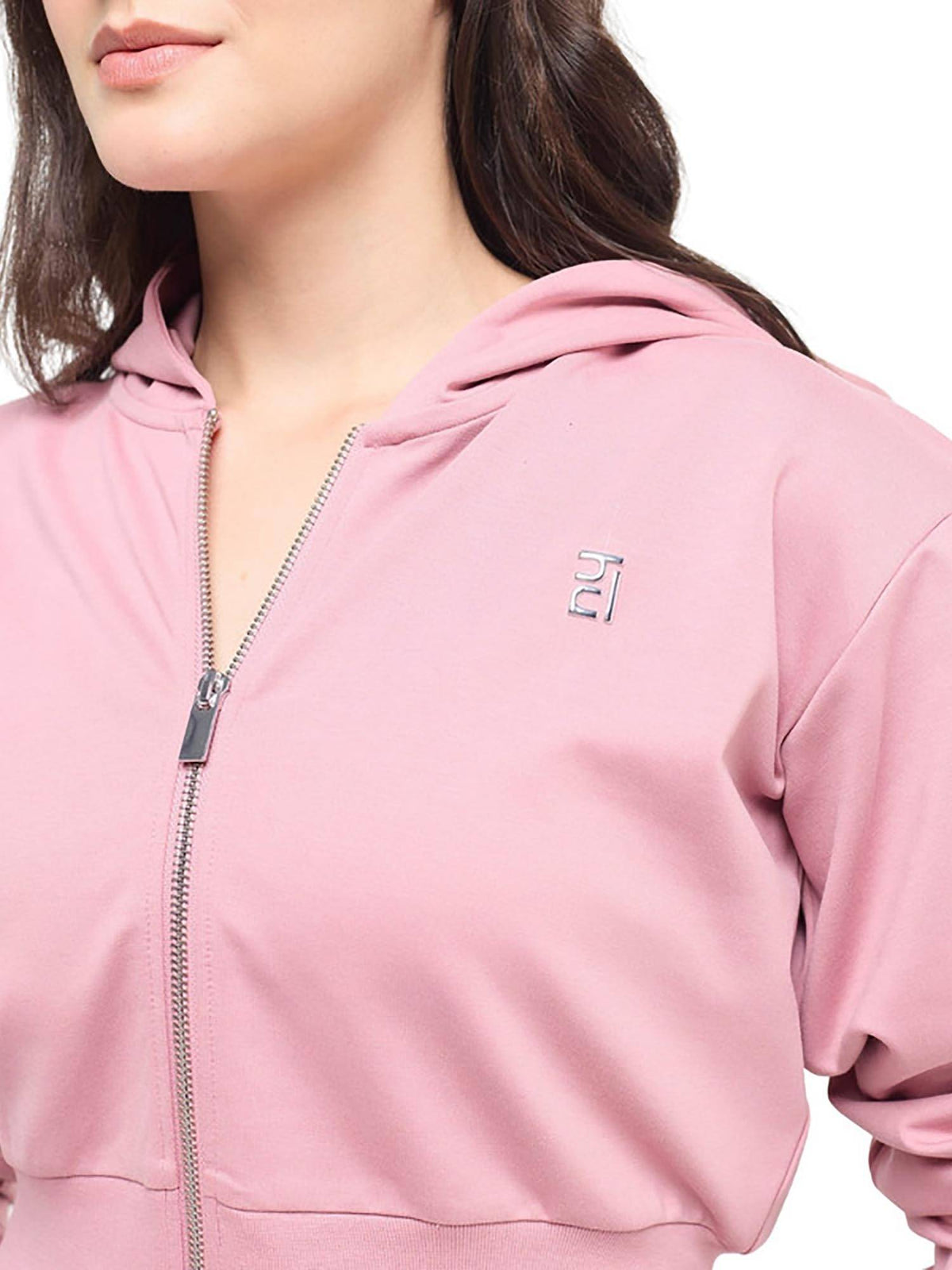 Women Pink Cropped Zip Up Jacket | JK12 - view 4