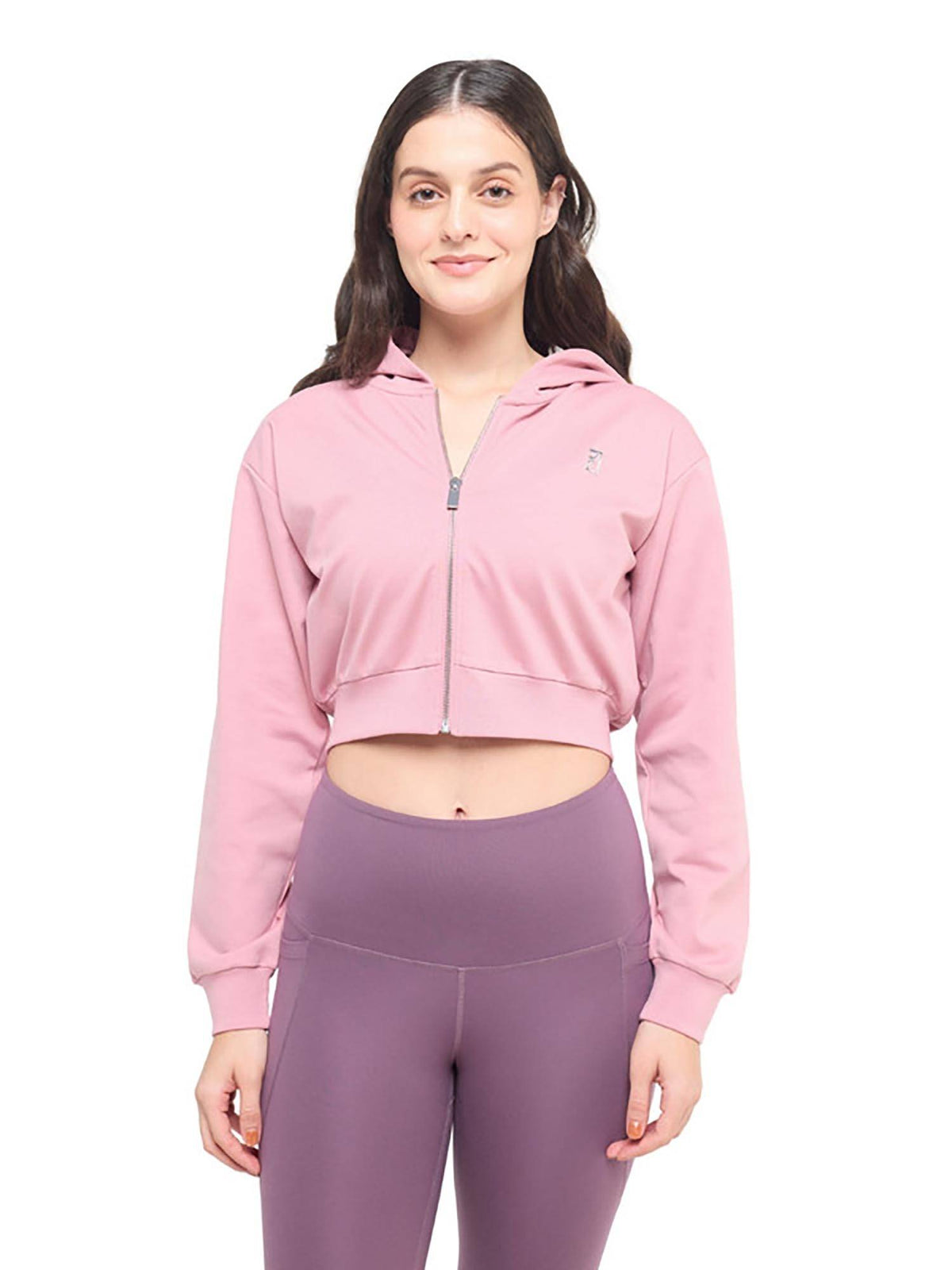 Women Pink Cropped Zip Up Jacket | JK12 - view 5