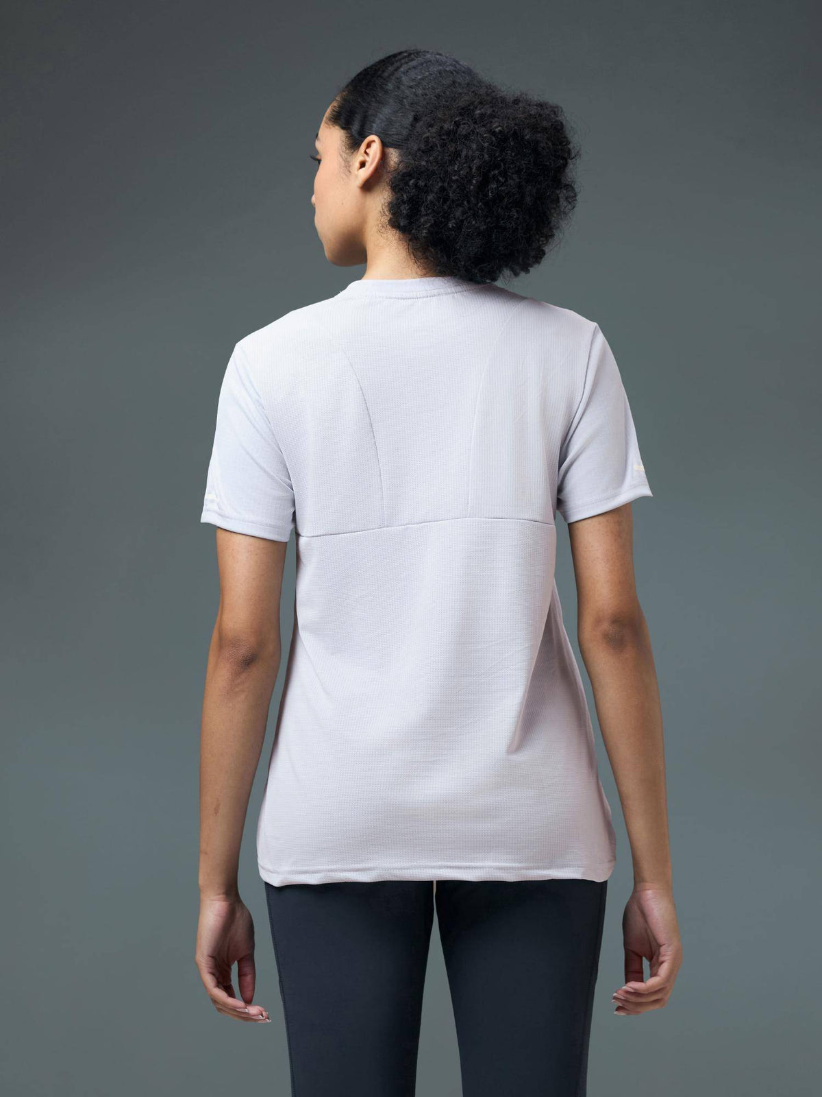 Women Grey Solid Regular Fit Round Neck Sports T-Shirt with Technocool+ | TT89 - view 4