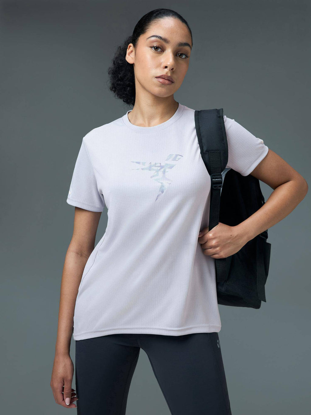 Women Grey Solid Regular Fit Round Neck Sports T-Shirt with Technocool+ | TT89 - view 5