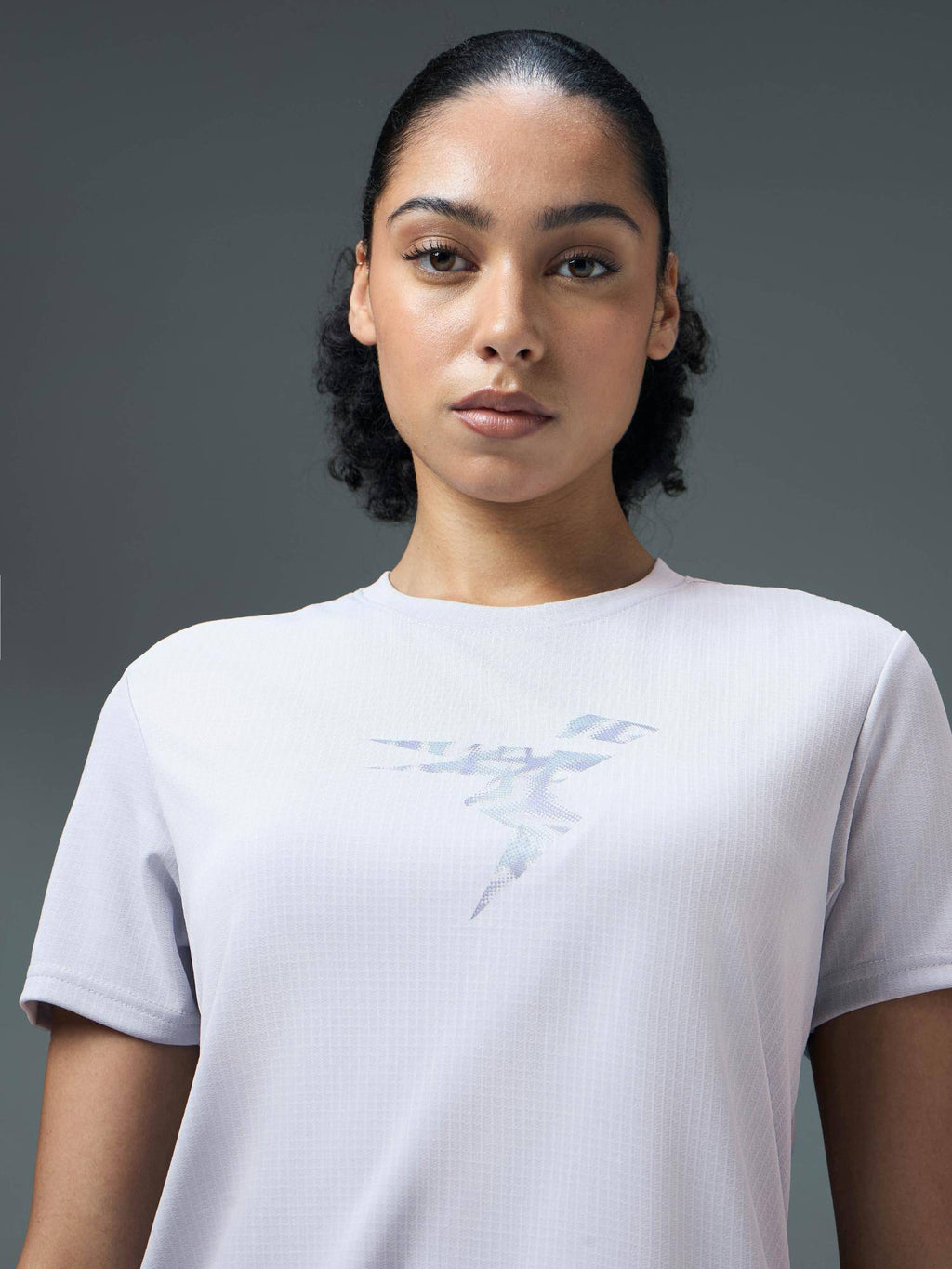 Women Grey Solid Regular Fit Round Neck Sports T-Shirt with Technocool+ | TT89 - view 6