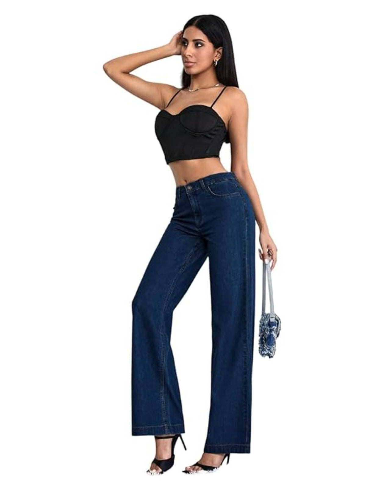 Womens Blue Solid Denim Jeans | ST23 - view 1